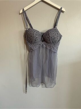 Women’s Lace & Mesh Chemise Babydoll - Lavender